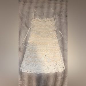 lucy in the sky crochet open back dress